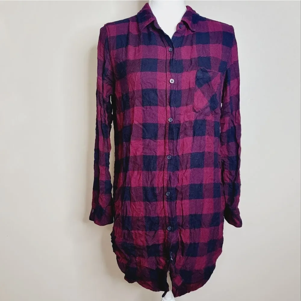 Rails Bianca Buffalo Check Plaid Button Down Shirt Dress Medium - Picture 2 of 9